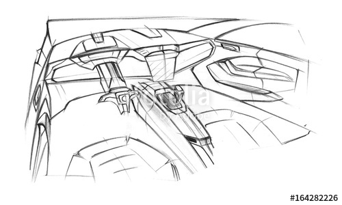 500x300 Sketch Electric City Car Inspirated By Cubism Designed For The - Smart Car Sketch