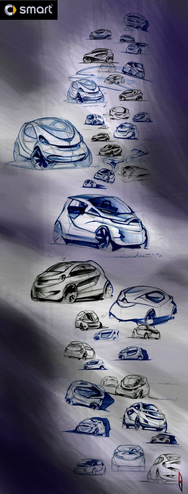 608x1600 Smart Car Ideation Sketches By Daviddaylee - Smart Car Sketch