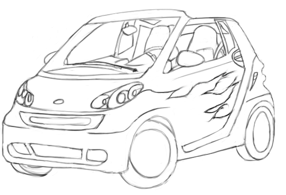 586x399 Smart Car Sketch By Ravp34 - Smart Car Sketch