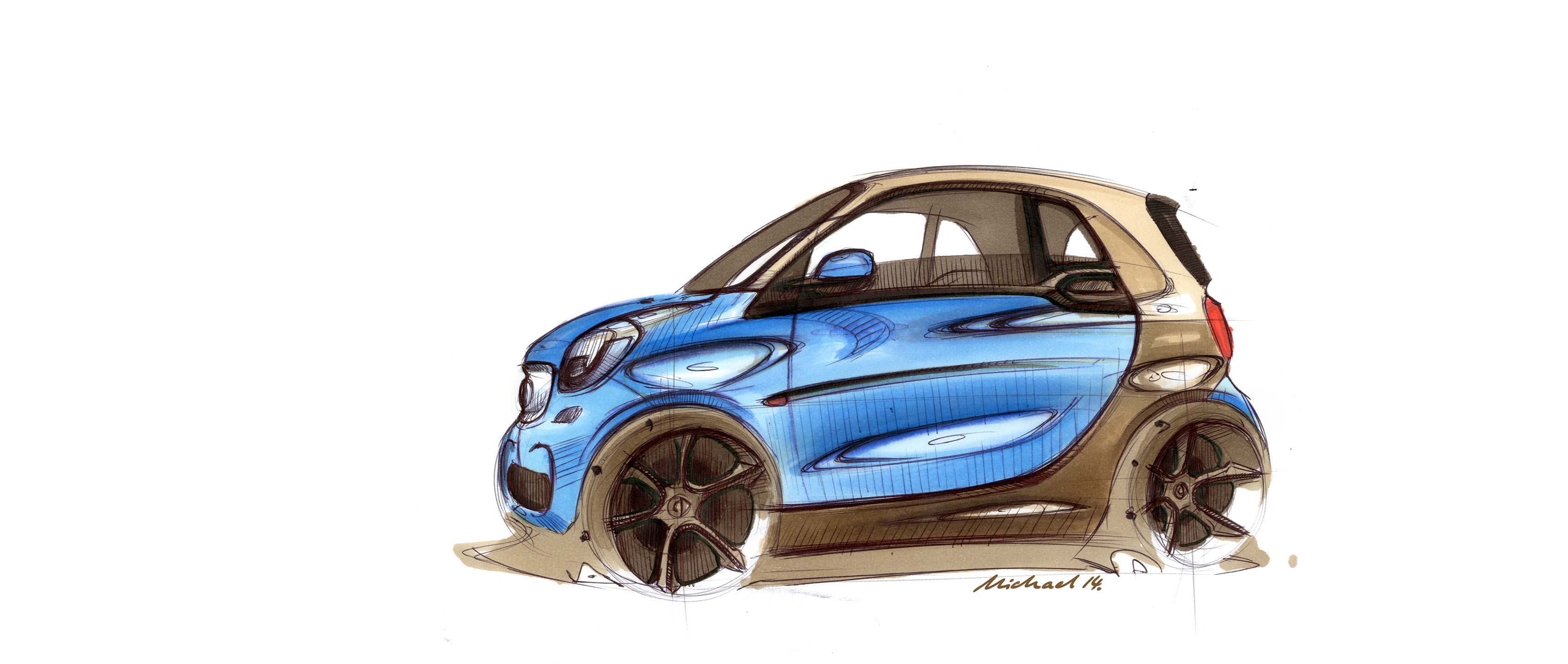 3400x1440 The Design Of The Smart. - Smart Car Sketch