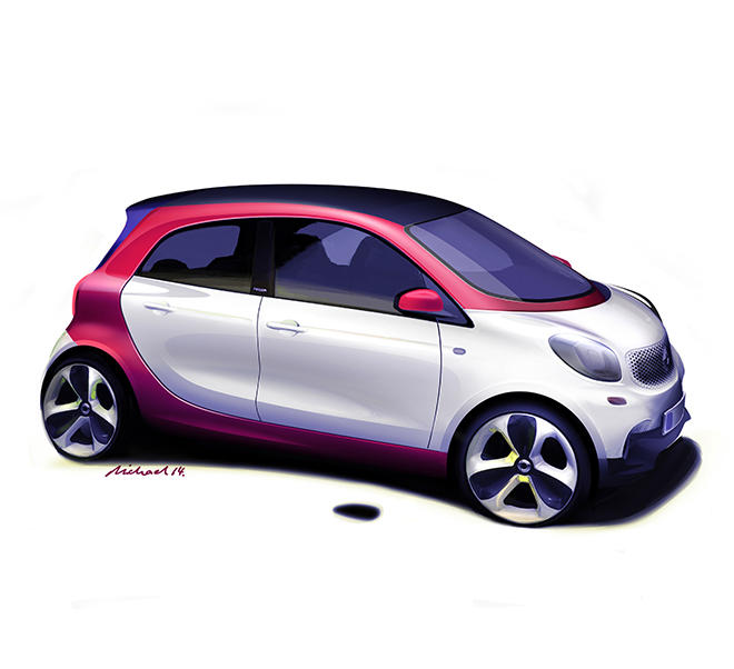 660x602 The New Smart Fun.ctional Design. - Smart Car Sketch