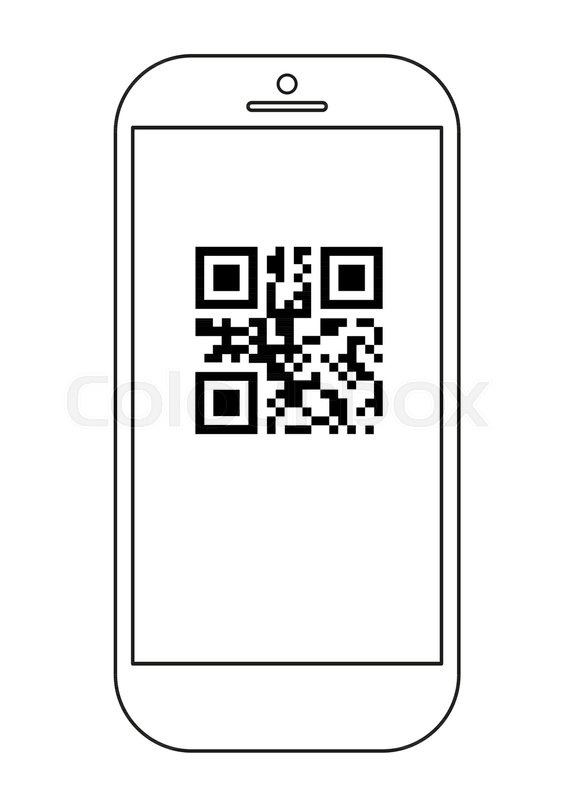 567x800 Line Sketch Phone Smartphone. Qr Code Vector Illustration. Stock - Smartphone Sketch