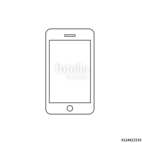 500x500 Smartphone Line Outline Style Vector Illustration, Simple Mobile - Smartphone Sketch