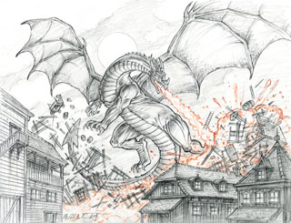 320x245 Smaug Destroys Laketown Lotr Tolkien Spiderwebart Gallery - Smaug Sketch