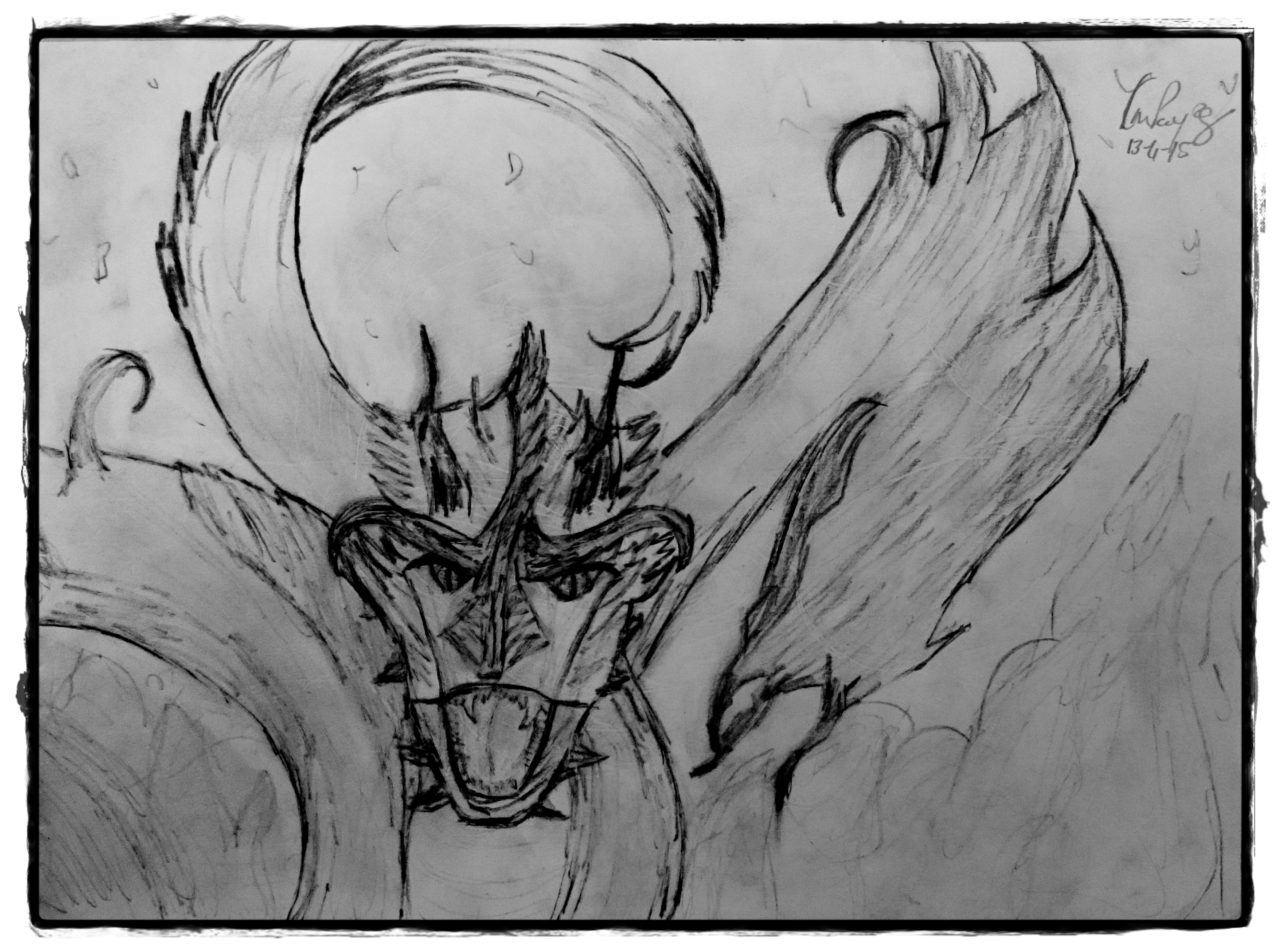 2890x2148 Smaug Charcoal Drawing Drawing Room Days - Smaug Sketch