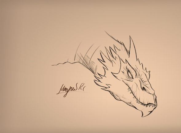 589x434 Smaug Sketch By Magnusrosenbergchris On Newgrounds - Smaug Sketch