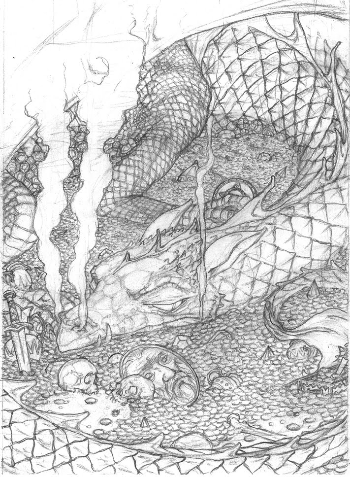 711x968 Cincinnati Illustrators Blog Finished Smaug Drawing And A Recent - Smaug Sketch