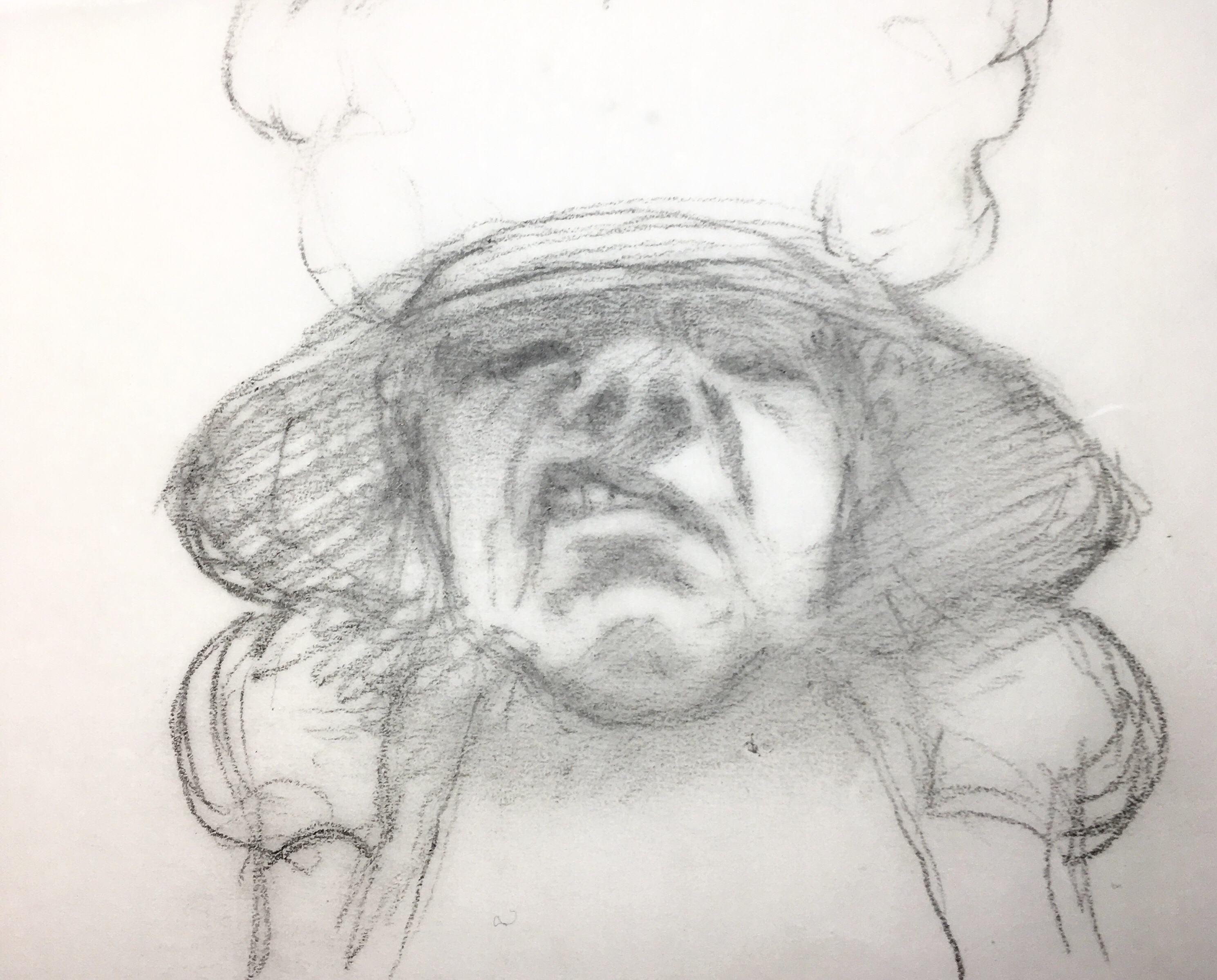 2978x2399 Master Grotto Attempts To Smile Down On Her. Pencil Sketch Study - Smile Sketch