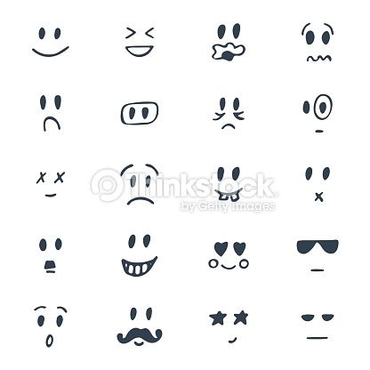 416x416 Clipart Vectoriel Set Of Hand Drawn Smiley Faces. Sketched - Smiley Face Sketch