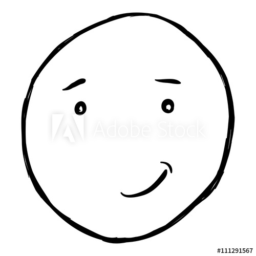 500x500 Vector Single Sketch Emoticon - Smiley Face Sketch