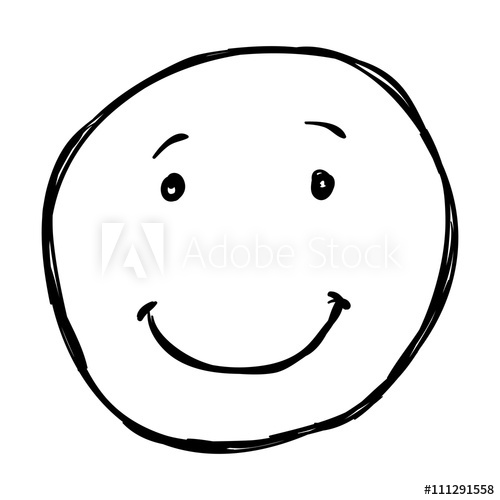 500x500 Vector Single Sketch Emoticon - Smiley Face Sketch