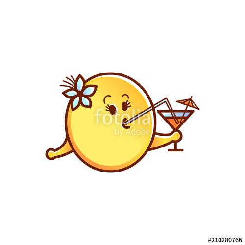 500x500 Cute Smiley Face Or Emoticon In Sketch Style Drinking Cocktail - Smiley Faces Sketch
