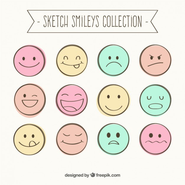 626x626 Sketch Smileys Collection Vector Free Download - Smiley Sketch
