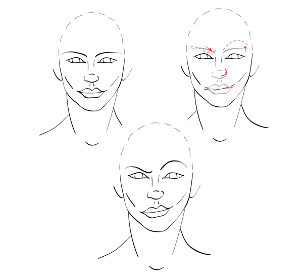 600x551 Quick Tip How To Draw Facial Expressions To Show Emotion - Smiling Face Sketch