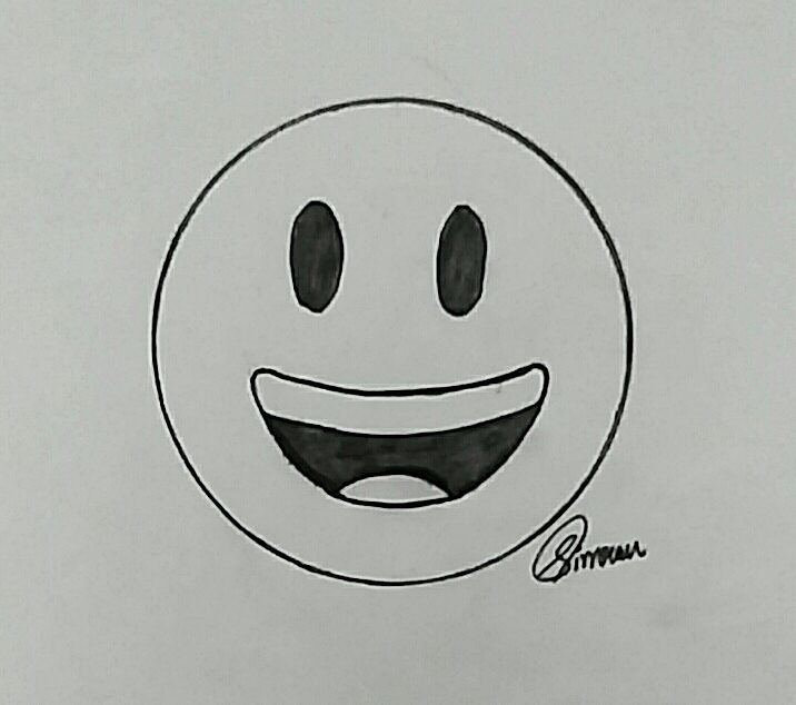716x634 Smiling Face With Open Mouth Emoji Sketch Drawing Drawing Skill - Smiling Face Sketch