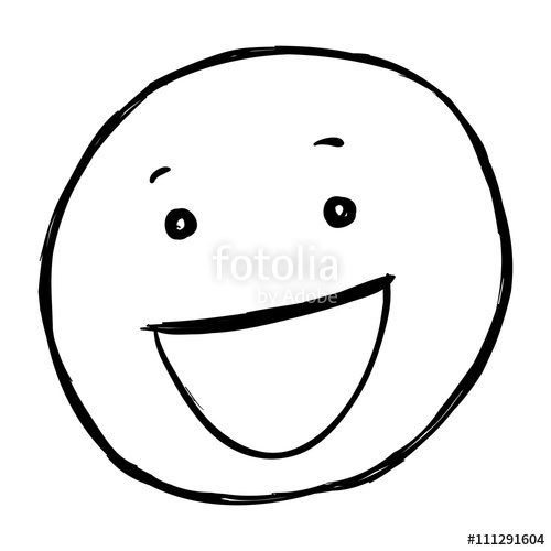 500x500 Vector Single Sketch Emoticon - Smiling Face Sketch