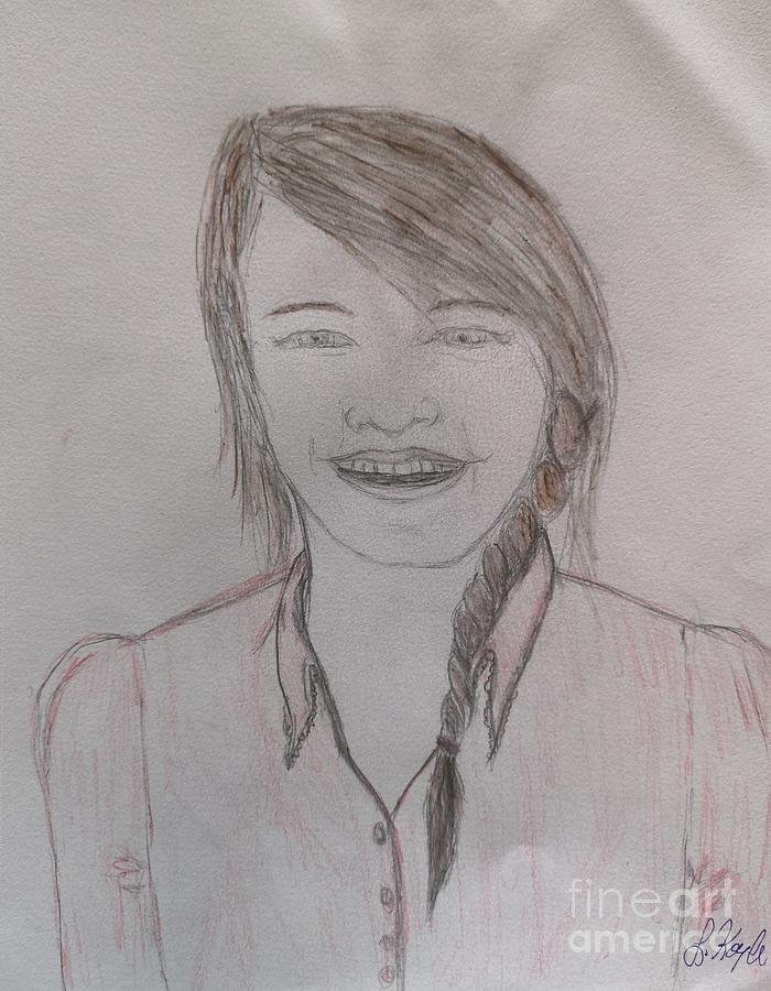 700x900 Smiling Girl Drawing By Lisa Koyle - Smiling Girl Sketch