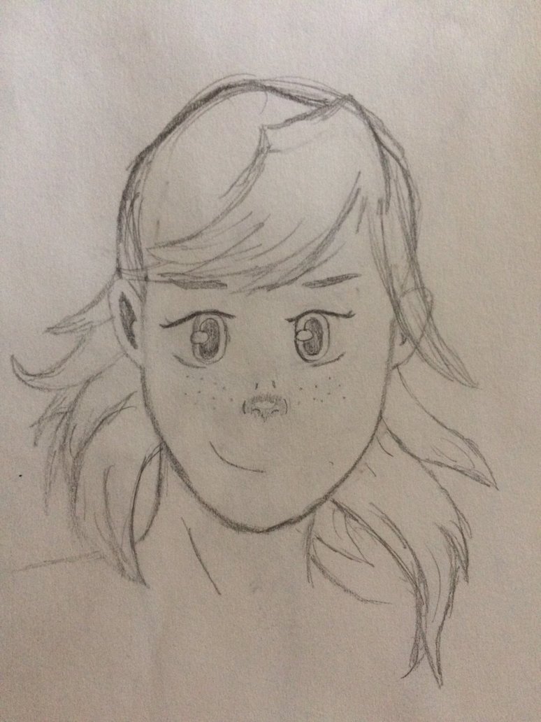 774x1032 Smiling Girl By Wolfgirl453 - Smiling Girl Sketch