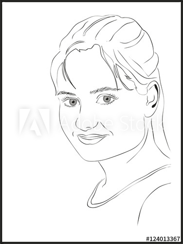376x500 Sketch Of A Beautiful Smiling Girl On A White Background - Smiling Girl Sketch