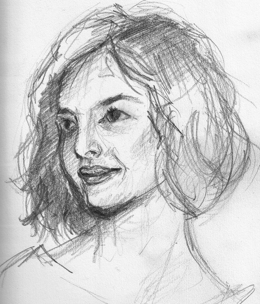 874x1024 Smiling Girl (2009) Anne Van Camp - Smiling Girl Sketch
