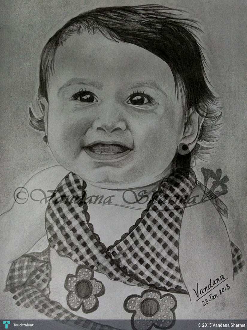 825x1101 Cute Smiling Baby Girl Touchtalent - Smiling Girl Sketch