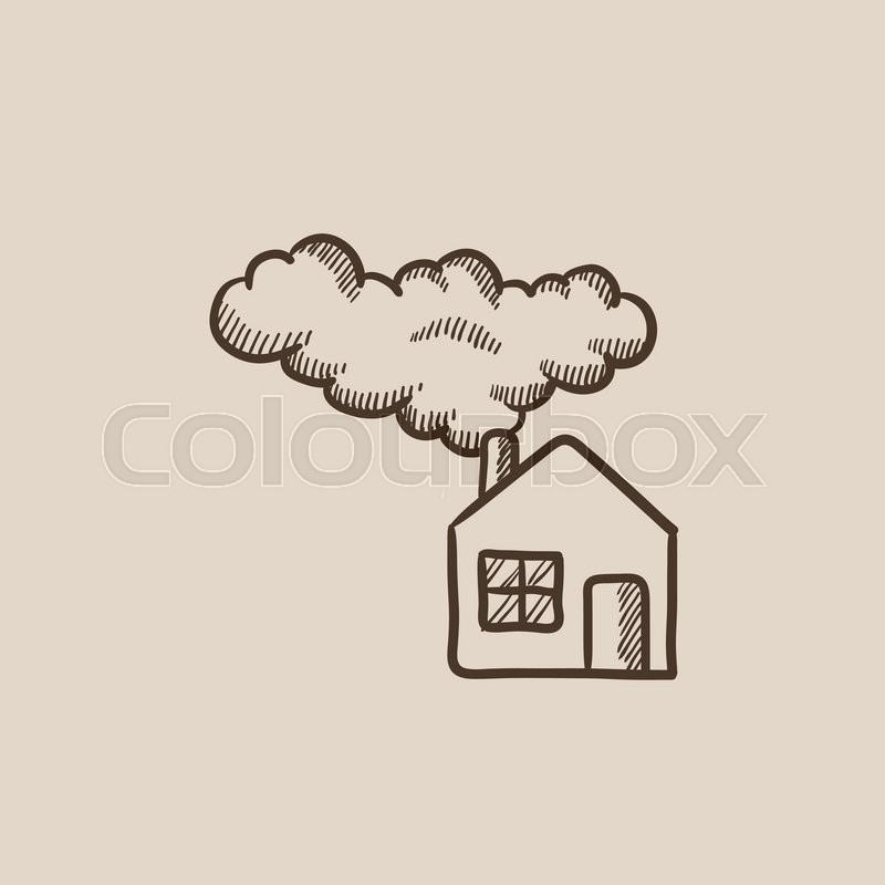 800x800 House With A Chimney And Smoke Sketch Icon For Web, Mobile And - Smoke Sketch