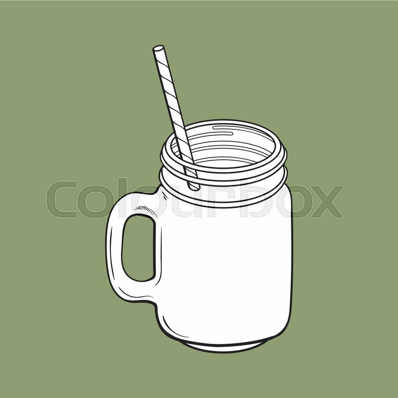 800x800 Hand Drawn Black And White Contour Matcha Tea Cocktail, Drink - Smoothie Sketch