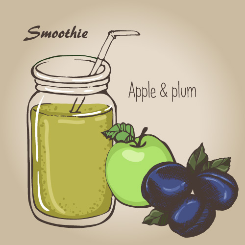 500x500 Smoothie Fruits Drink Vector Sketch Material 06 Free Download - Smoothie Sketch