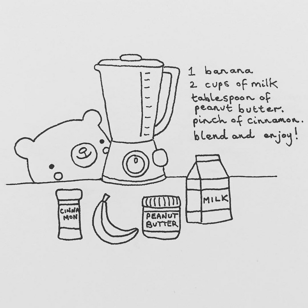 1024x1024 The Banana Smoothie Doodle. Drink This And Smile. - Smoothie Sketch