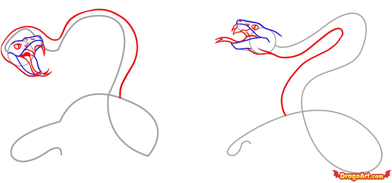 1300x609 Drawn Snake Open Mouth - Snake Head Sketch