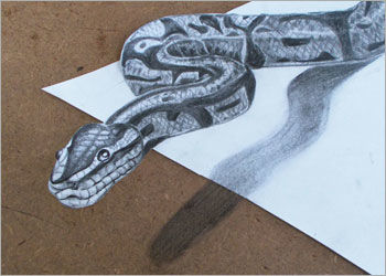 350x250 3d Drawings How To Make 3d Snake Step By Step 4 Steps - Snake Pencil Sketch