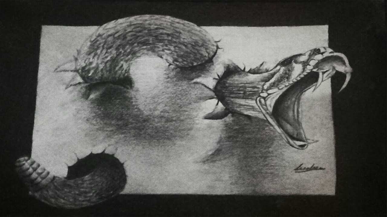 1280x720 Snake Drawing Pencil Sketch Black And White Pencil Sketches 3d - Snake Pencil Sketch