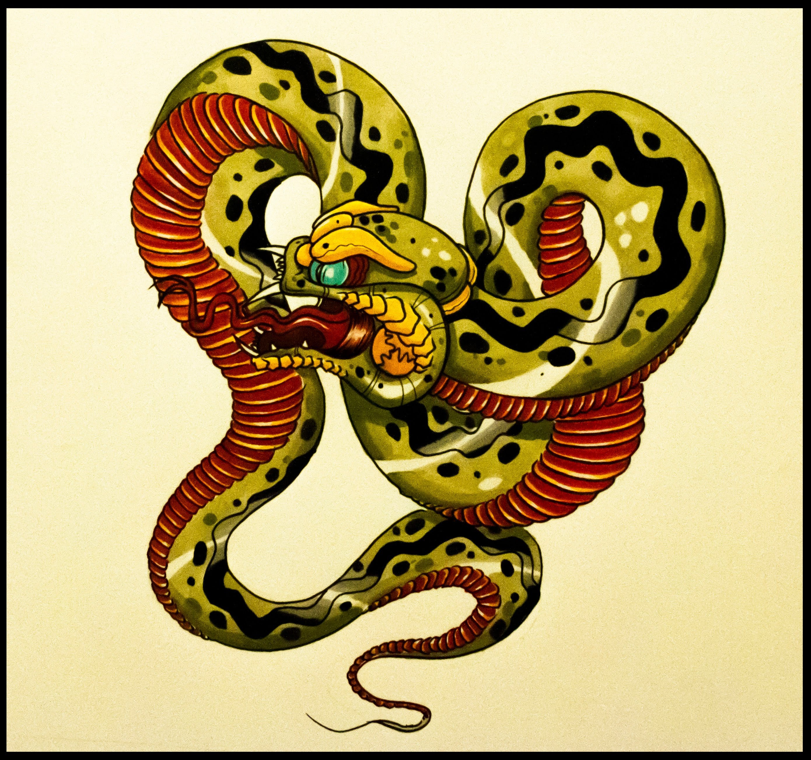 2780x2606 How To Draw An Old School Snake Tattoo Style By Thebrokenpuppet - Snake Tattoo Sketch