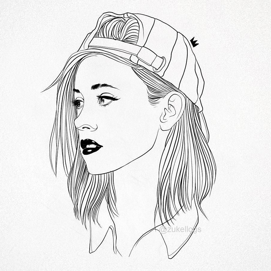 904x904 Saturday Cap Girl Inking. - Snapback Sketch