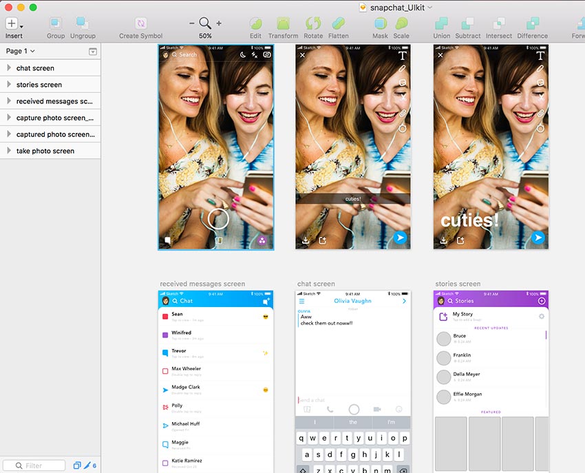 850x687 Snapchat Free Ui Kit - Snapchat Sketch