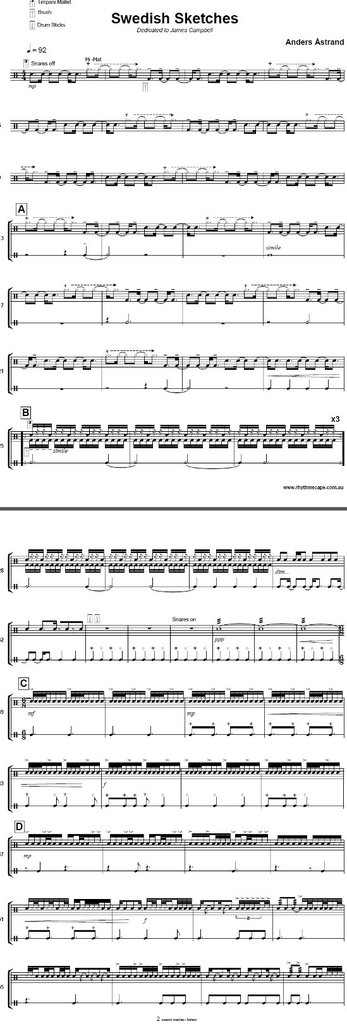 347x1024 Swedish Sketches For Solo Snare Drum Rhythmscape Publishing - Snare Drum Sketch