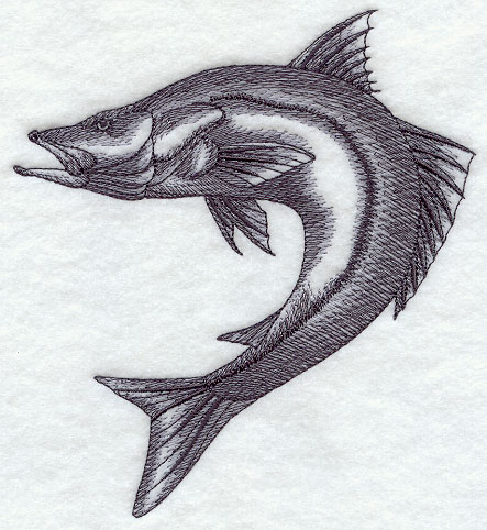 443x482 Machine Embroidery Designs - Snook Sketch