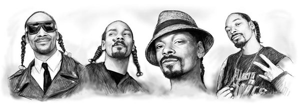 598x215 Snoop Dogg Group Art Drawing Sketch Poster 30x85cm Art Print By - Snoop Dogg Sketch