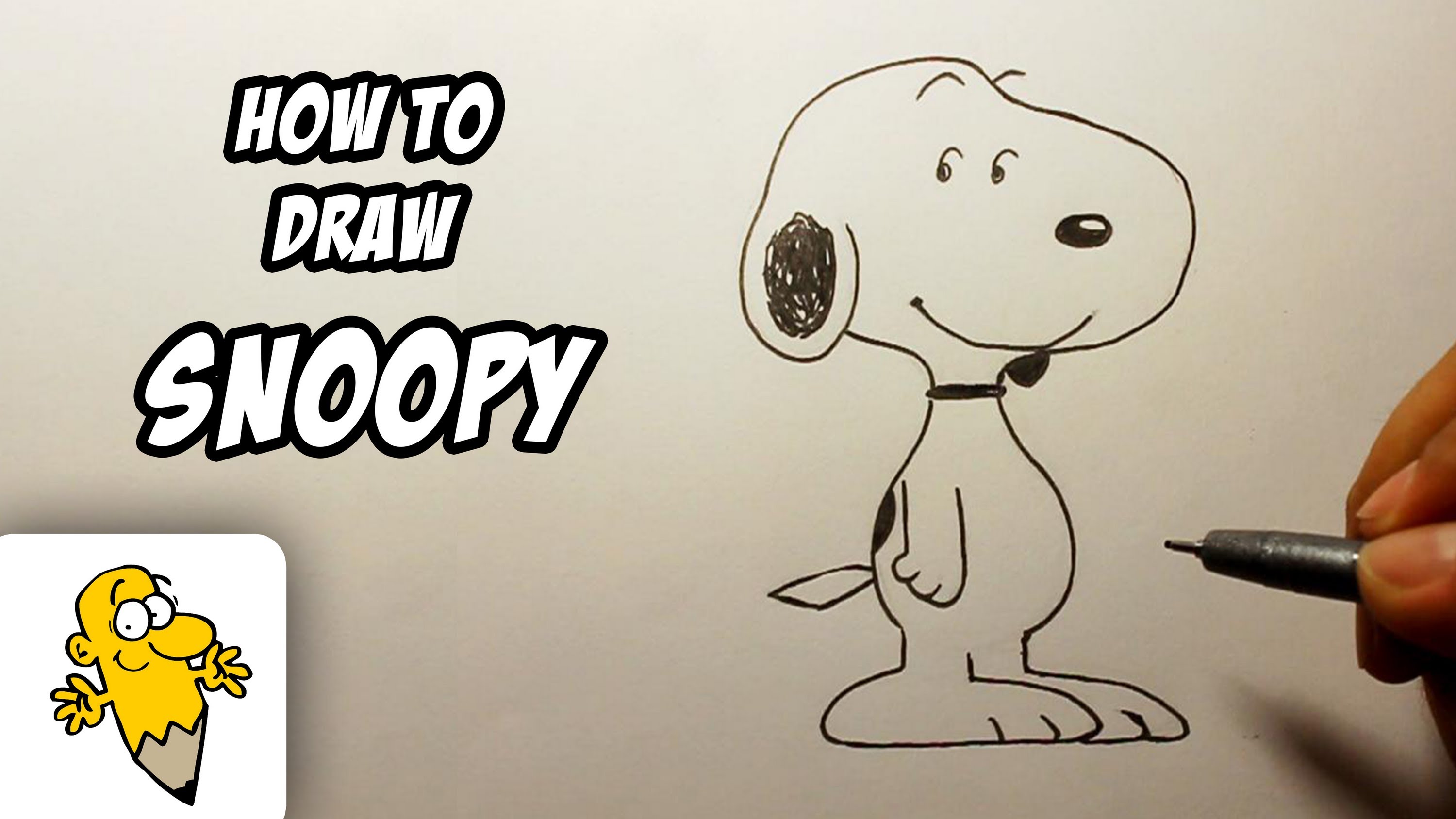 3000x1688 How To Draw Snoopy [Peanuts] Drawing Tutorial - Snoopy Sketch
