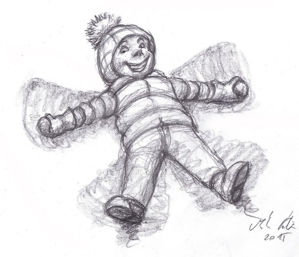 Snow Angel Sketch at Explore collection of Snow