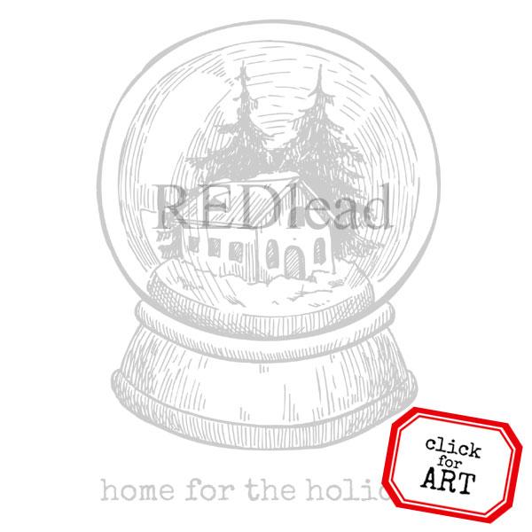 600x600 Home For The Holidays Snow Globe Rubber Stamp - Snow Globe Sketch
