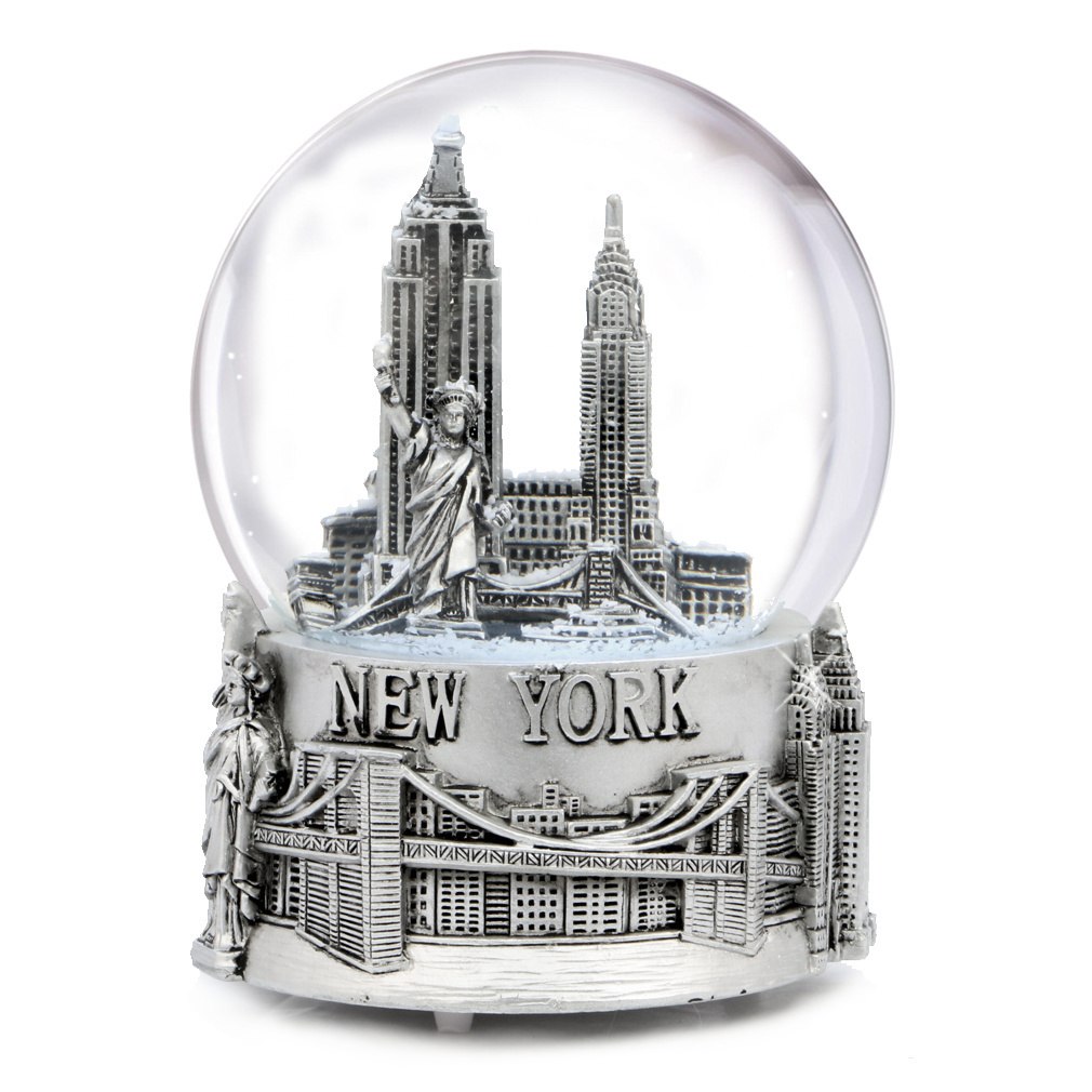 1010x1010 Musical Silver New York City Skyline Snow Globe Souvenir - Snow Globe Sketch