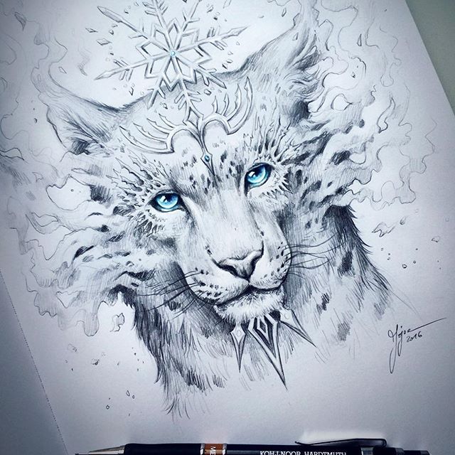 640x640 Another Sketch, This Time A Snow Leopard D I Love Drawing In This - Snow Leopard Sketch