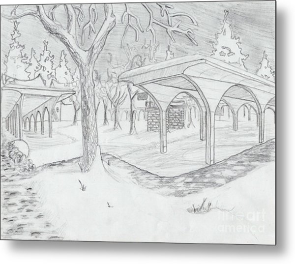 600x537 Meadow Lakes In The Snow Drawing By Jonathan Armes - Snow Sketch