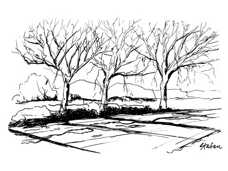 471x353 How To Sketch Snow And Trees - Snow Tree Sketch