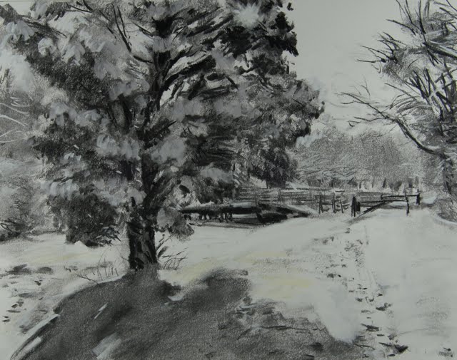 640x505 Mark And Remark Pointing To A Snow Tree - Snow Tree Sketch