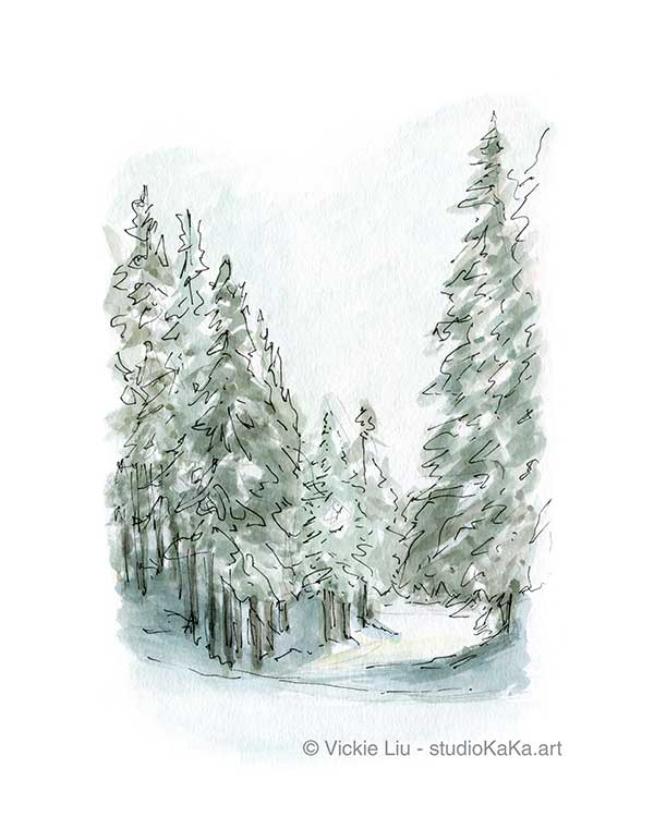 600x750 Snow Tree Trail - Snow Tree Sketch