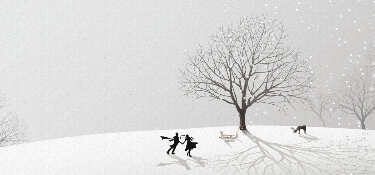 1200x562 Snow Winter Tree Weather, Season, Sketch, Drawing Background Image - Snow Tree Sketch