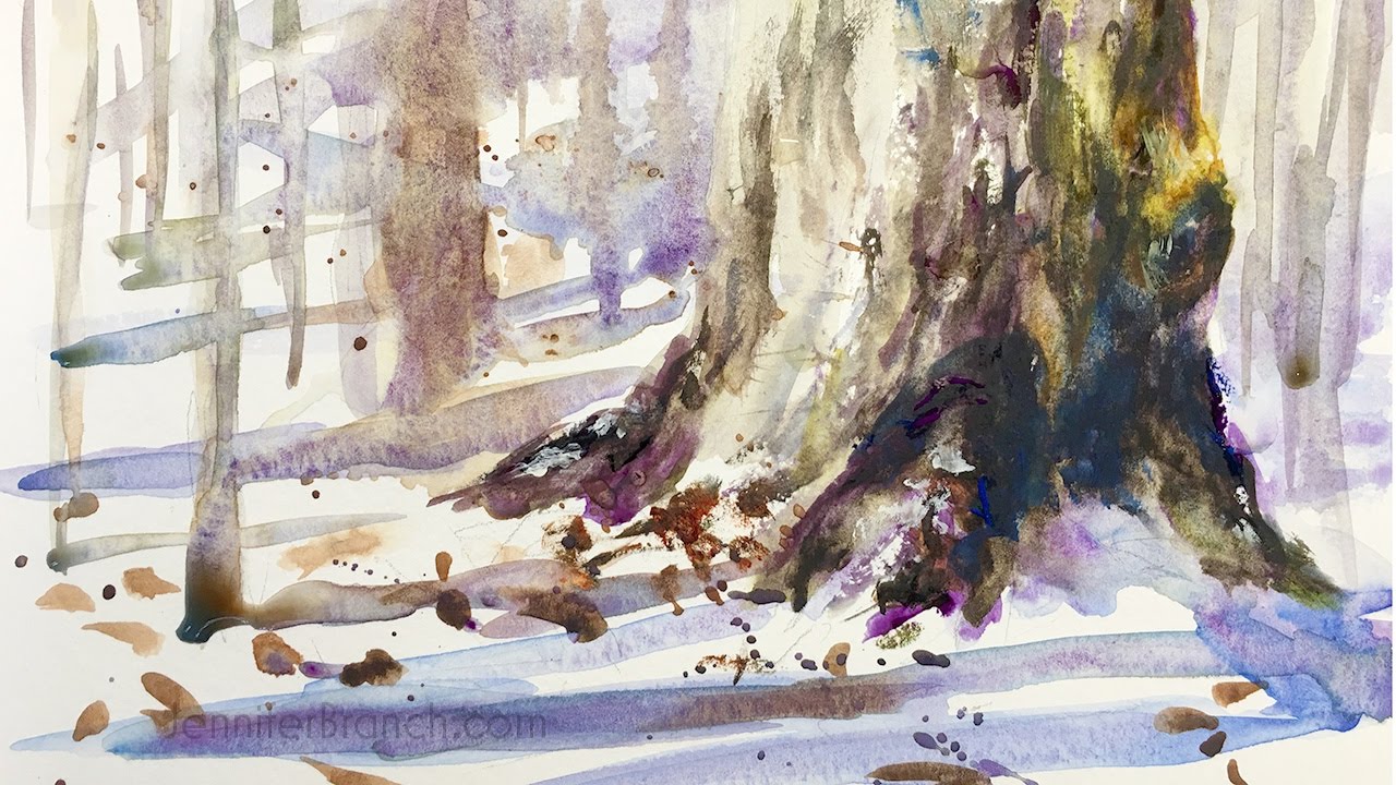 1280x720 Watercolor Painting Tutorial, Snow Tree Sketch 4k - Snow Tree Sketch