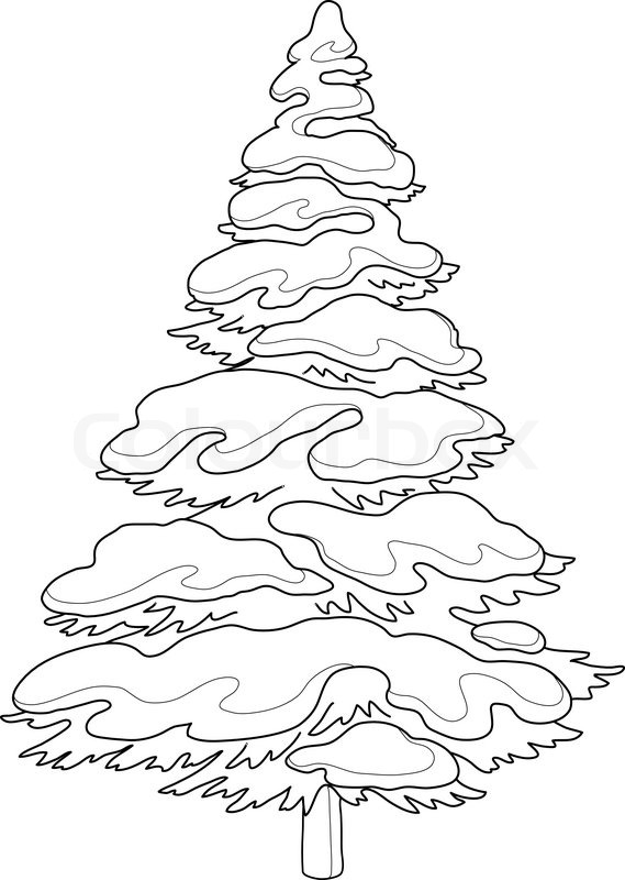569x800 Christmas Tree With Snow, Contour Stock Vector Colourbox - Snow Tree Sketch
